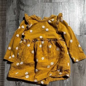 Adorable Floral Baby Dress in Mustard